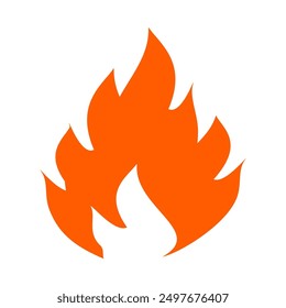 Orange flame icon. Collection of fire symbols in flat style. Fire vector illustration.