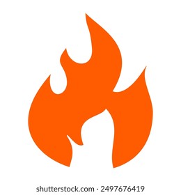 Orange flame icon. Collection of fire symbols in flat style. Fire vector illustration.
