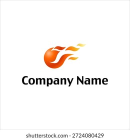 Orange flame logo with company name placeholder text on white background