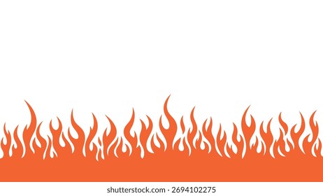 Orange Flames Border auf weißem Hintergrund Feuerhitze