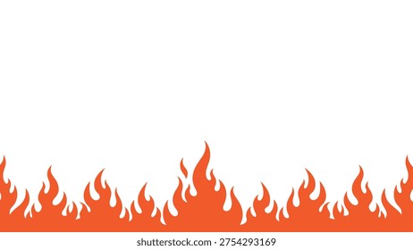 Orange flames border white background