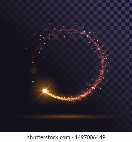 Orange flash, glowing ring, shiny spin effect with sparks