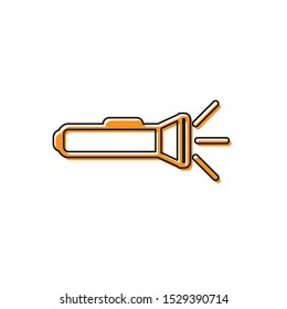 Orange Flashlight icon isolated on white background.  Vector Illustration