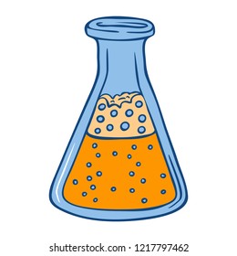 Orange flask icon. Hand drawn illustration of orange flask vector icon for web design