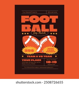 Panfleto de Futebol Americano de Design Plano Laranja