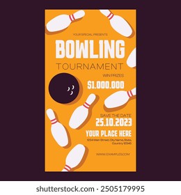 Orange Flat Design Bowling Tournament Social Media Story
