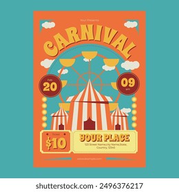 Orange Flat Design Carnival Flyer