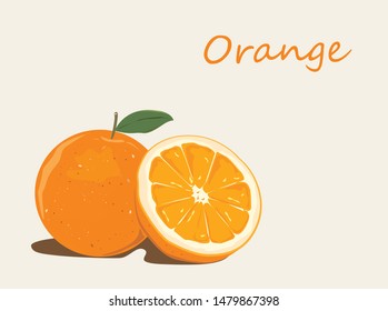 Orange. Flat design. Vector illustration. Ripe fruits for Your ideas.