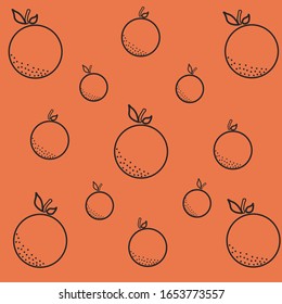 Orange flat doodle ripe fruit isolated vector illustration. 