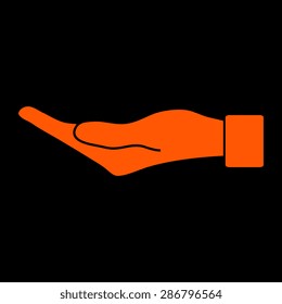 Orange flat of the hand icon on a black background
