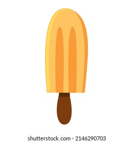 Orange flat ice cream vector isolated illustration. Natural frozen juice. Tasty cold sweet food for summertime.