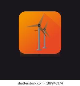 Orange Flat Icon of Wind Power