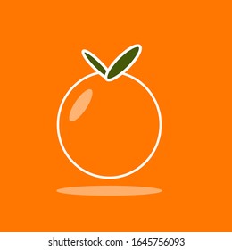Orange flat illustration with shadow and leaf