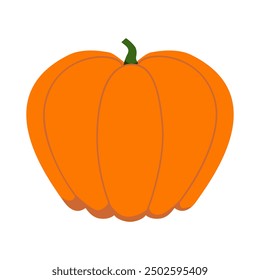 Orange flat pumpkin. Vector illustration isolated on white background