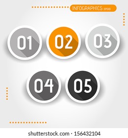 orange flat ring buttons with numbers. infographic concept.