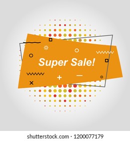 Orange flat speech bubble shaped banner, stock vector