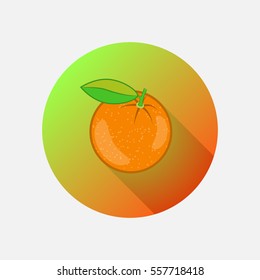 Orange flat style. Icon, symbol tropical citrus fruit on a white background nature theme, food, vitamins. Vector.