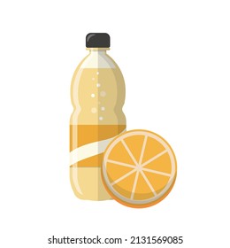 Orange flavored fruit soda or juice or carbonated drink isolated on white background