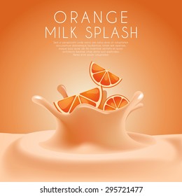 Orange Flavored Milk Label Template : Vector Illustration