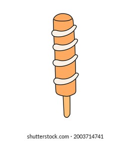 Popsicle aromatizada con naranja. Ilustración vectorial plana aislada sobre fondo blanco. Diseño plano