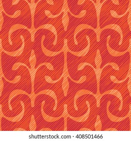 Orange  fleur de lis pattern seamless vector background tile
