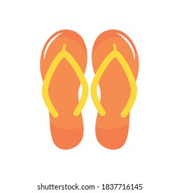 orange flip flops icon over white background, flat style, vector illustration