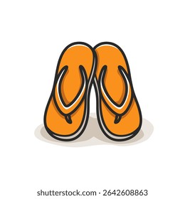 Orange flipflops rest on white background simplicity graphic