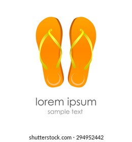 orange flops slippers icon. summer wallpaper. white background
