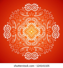 Orange floral abstract ornaments. Vector image.