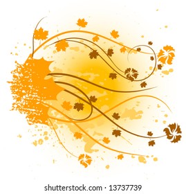 Orange floral backdrop. Vector illustration.