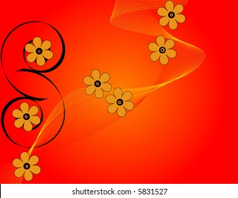 Orange Floral Background