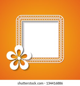 orange floral background with a frame