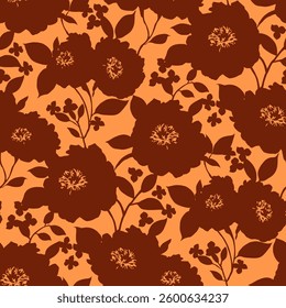 orange floral background. seamless pattern textile design