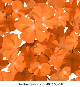 Orange floral background seamless. Vector