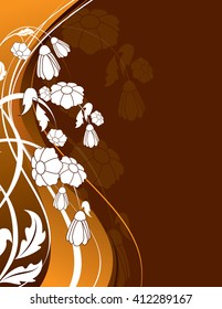 Orange Floral Background with White Flowers.