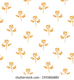 Orange Floral botanical seamless pattern background suitable for fashion prints, graphics, backgrounds and crafts