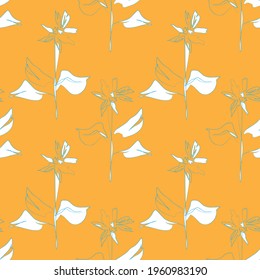 Orange Floral botanical seamless pattern background suitable for fashion prints, graphics, backgrounds and crafts