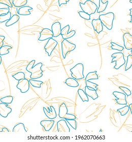 Orange Floral botanical seamless pattern background suitable for fashion prints, graphics, backgrounds and crafts