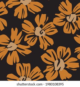 Orange Floral botanical seamless pattern background suitable for fashion prints, graphics, backgrounds and crafts