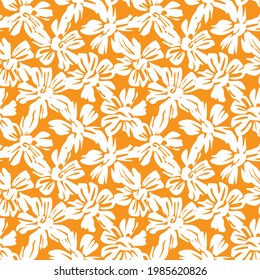 Orange Floral botanical seamless pattern background suitable for fashion prints, graphics, backgrounds and crafts