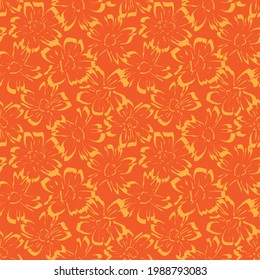 Orange Floral botanical seamless pattern background suitable for fashion prints, graphics, backgrounds and crafts