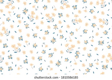 Orange floral botanical seamless vector pattern