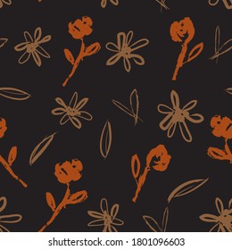 Orange Floral brush strokes seamless pattern background for fashion prints, graphics, backgrounds and crafts