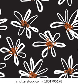 Orange Floral brush strokes seamless pattern background for fashion prints, graphics, backgrounds and crafts