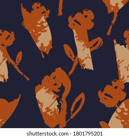 Orange Floral brush strokes seamless pattern background for fashion prints, graphics, backgrounds and crafts