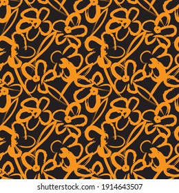 Orange Floral brush strokes seamless pattern background for fashion prints, graphics, backgrounds and crafts