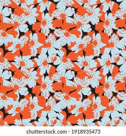 Orange Floral brush strokes seamless pattern background for fashion prints, graphics, backgrounds and crafts