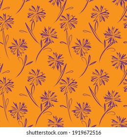Orange Floral brush strokes seamless pattern background for fashion prints, graphics, backgrounds and crafts