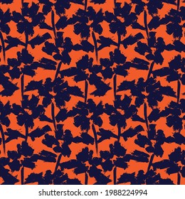 Orange Floral brush strokes seamless pattern background for fashion prints, graphics, backgrounds and crafts