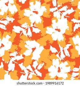 Orange Floral brush strokes seamless pattern background for fashion prints, graphics, backgrounds and crafts